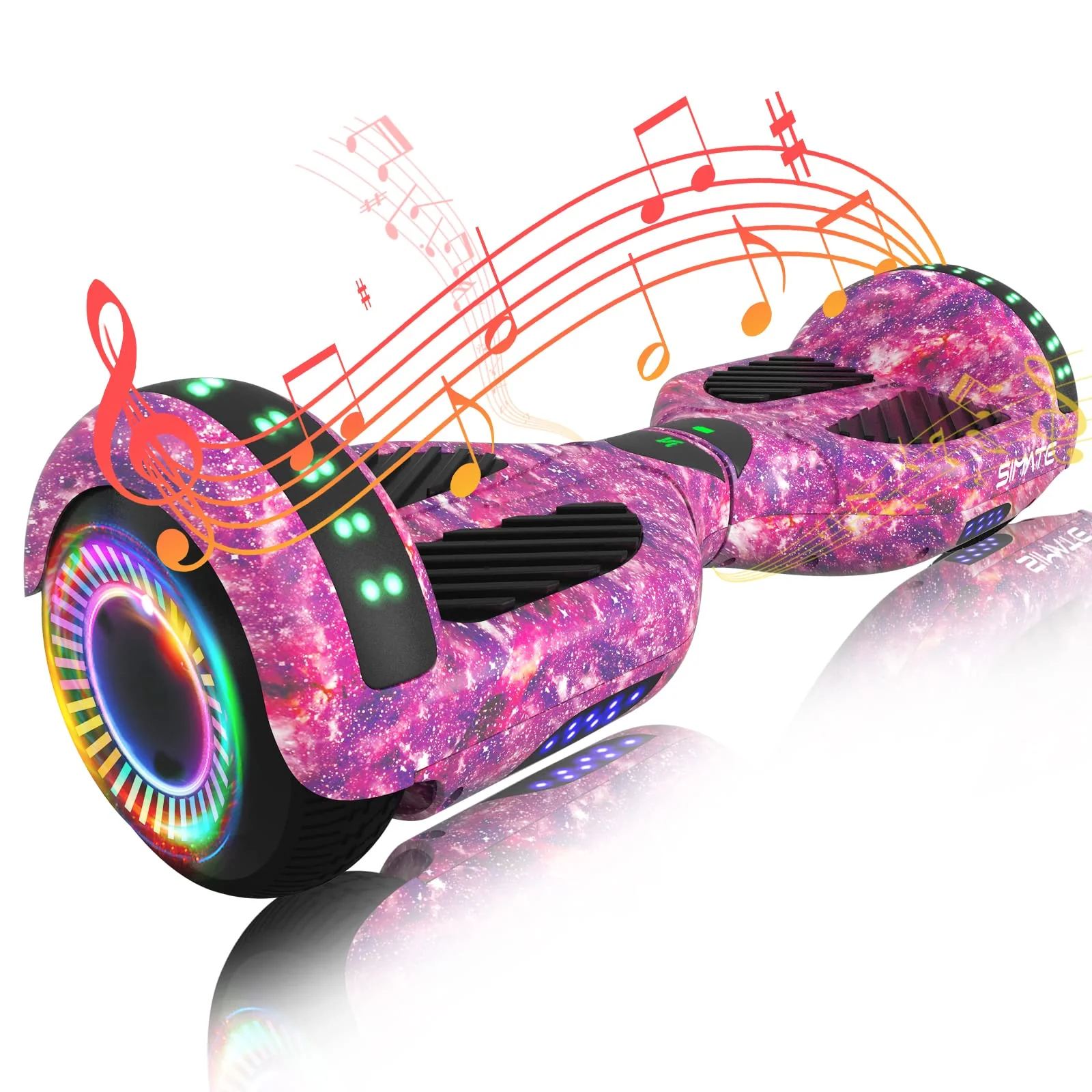 4A0AD462-B5AE-804E-DFBC-5117C084313F SIMATE 6.5" Hoverboard with Bluetooth & LED Lights - Image 1
