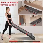 Superjoe Walking Pad Treadmill Under Desk 2 in 1 with Remote Control & Removable Handrails, Under Desk Treadmills for Home Exercise, Walking Running Jogging Machine LED Display Free Installation, Red - Image 6